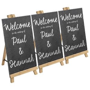 Rectangle Slate Memo Board with Easel - 30cm x 20cm - Brown/Grey - Pack of 3