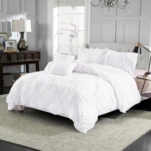 Dreamfields Single Snow Circle Ruched Large Diamond Pintuck Dyed Quilt/Doona Cover Set