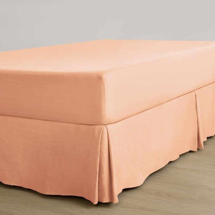Dreamaker Superfine Washed Microfibre Pleated Valance Peach King Single Bed