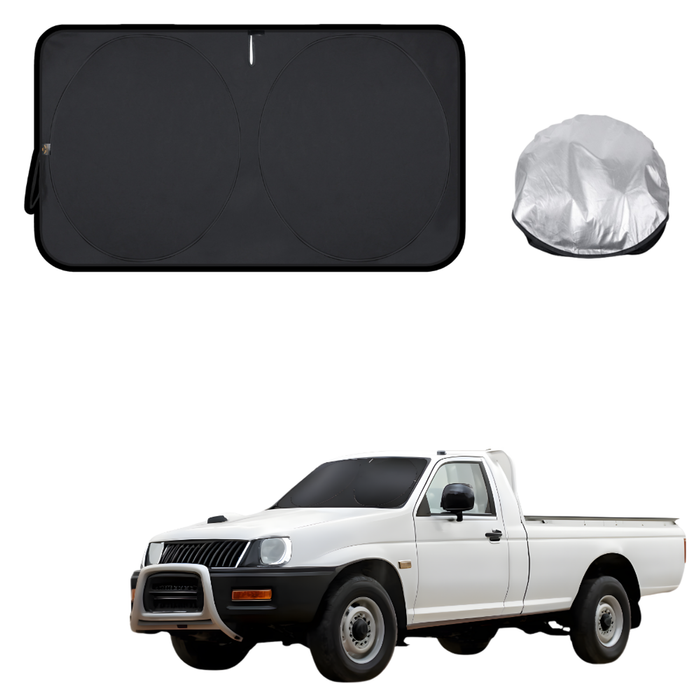 Front Windscreen Sun Shade for Mitsubishi Triton Single Cab 1996 - 2006 (MK) - Standard 150 x 85 cm - Black