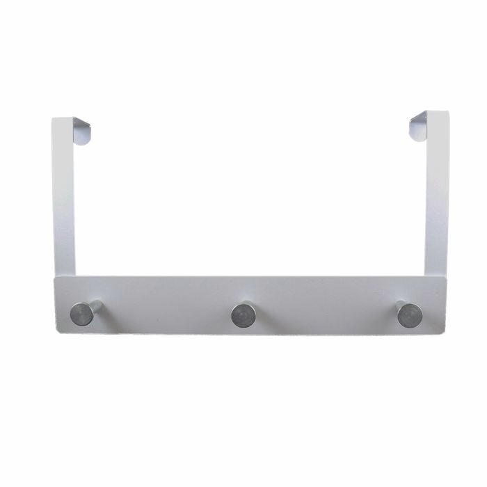 Adoored 3 Stud White Over-The-Door Deco Hook Rack