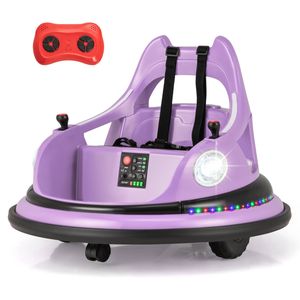Costway Kids Bumper Car 12V Electric Ride on Toy w/Remote Control Purple