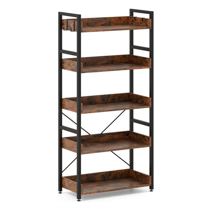 Costway 5-tier Bookshelf Corner Storage Bookcase Display Shelf
