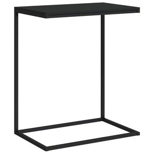 vidaXL Side Table C-Shaped Coffee Table with Iron Legs Black Engineered Wood