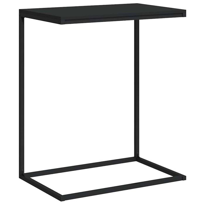vidaXL Side Table C-Shaped Coffee Table with Iron Legs Black Engineered Wood