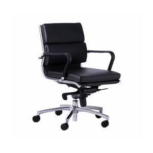 Olg Mode Mid Back Executive Chair Fixed Arms Polished Base Black Vinyl