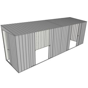 Build-a-Shed 1.5 x 6 x 2m Skillion Dual Double Sliding Side Door Shed - Zinc