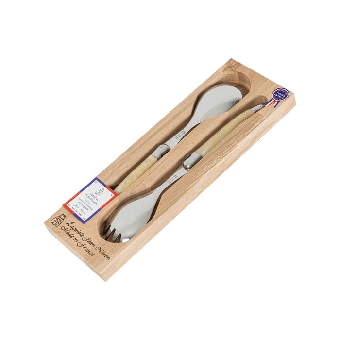 Laguiole Jean Neron Salad Server Set - Light Horn
