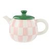 Emporium Check Teapot - Pink/green