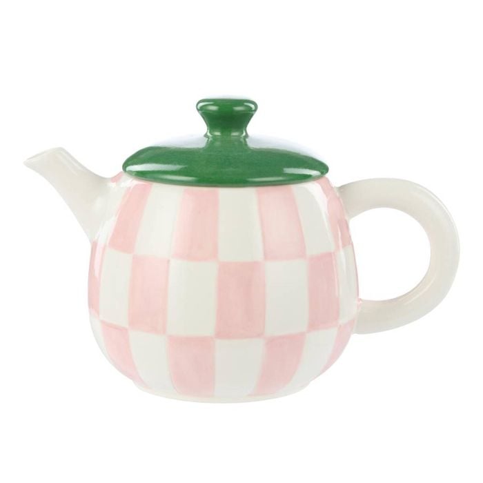 Emporium Check Teapot - Pink/green