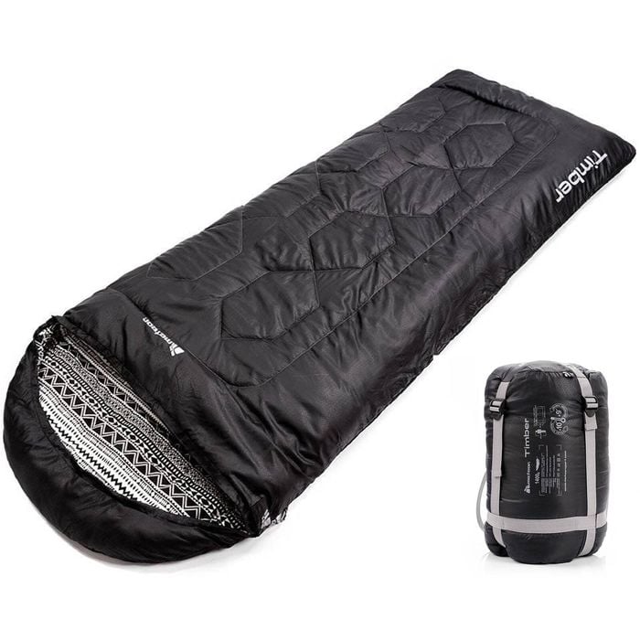 METEOR 220x80cm Black Rectangular Sleeping Bag with Hood