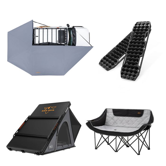 San Hima 270° Awning Driver Side + Rooftop Tent + Rack + Chair + 2xRecovery Boards