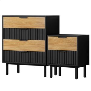ALFORDSON 4 Chest of Drawers Bedside Table Set Black