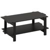 Costway 2-Tier Coffee Table Slatted Wood w/Storage Shelf Black