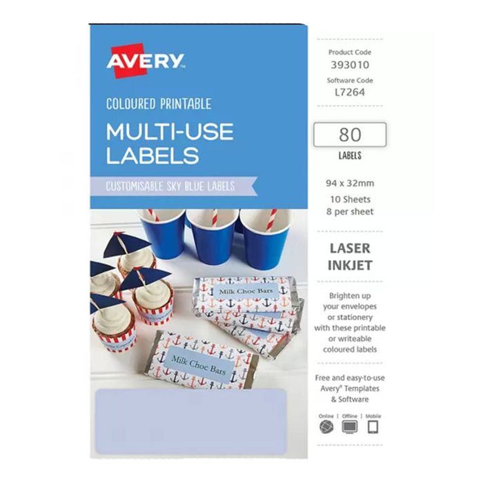 Avery Rectangular Laser Label 80pcs (94x32mm) (Sky Blue)