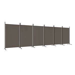 vidaXL 6-Panel Room Divider Anthracite Fabric Privacy Screen Separator Folding