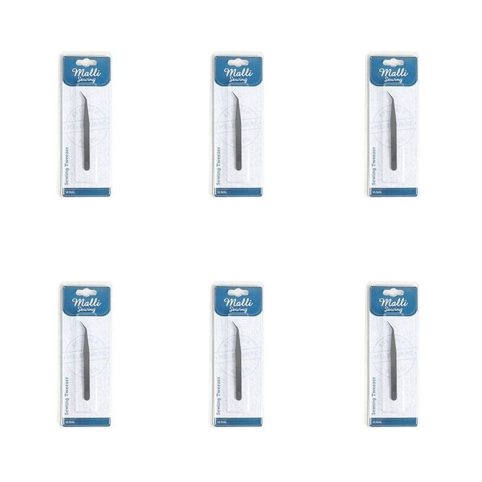 6pk Malli Sewing Metal Sewing Fabric/garment Tweezer 12.5cm Silver Assorted