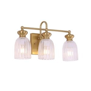 Cla Lighting Sino Interior Ellipse Triple Wall Light Brass And Clear Glass Shade