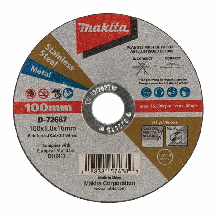 Makita 100 x 1 x 16mm Inox Cutting Disc
