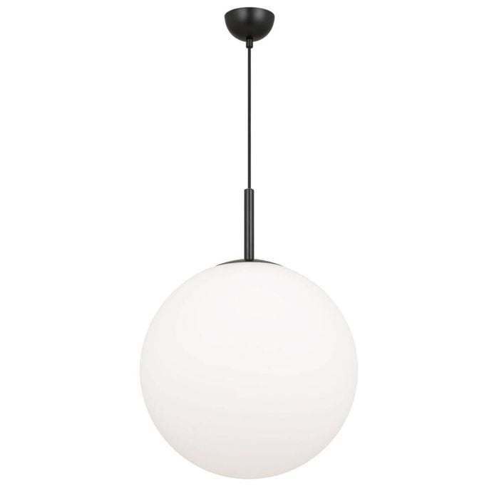 Telbix Bally Modern Pendant Hanging Lamp Light Glass Metal Black Opal Matt