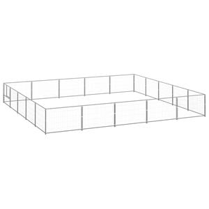 vidaXL Dog Kennel Silver Steel Outdoor Puppy Enclosure Dog Pet Supply Cage
