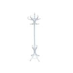 CARLA HOME White Coat Rack with Stand Wooden Hat and 12 Hooks Hanger Walnut tree
