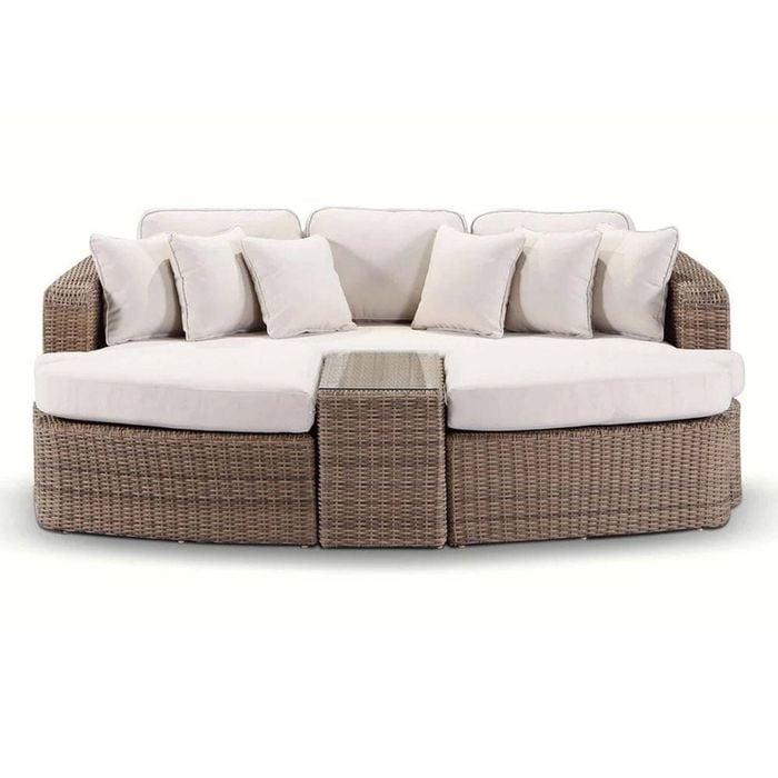 Noosa Outdoor Modular 4 Piece Daybed In Half Round Wicker