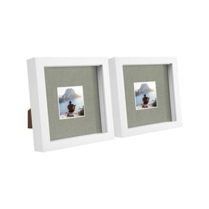 Nicola Spring 6" x 6" White 3D Box Photo Frames - 2" x 2" Mount - Pack of 2