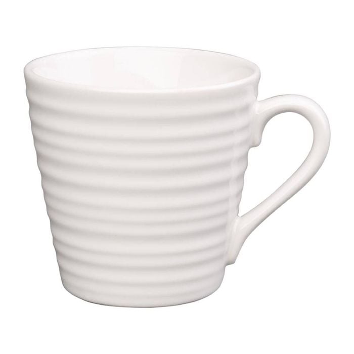 Olympia Cafe Mug Ripple White 340ml Box Of 6 Ceramic Coffee Cup Drinkware