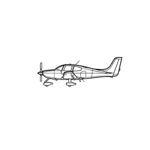 Ignite Laser Cirrus SR22T GTS - Turbocharged High-Performance Aircraft Silhouette Metal Wall Art Coated Black 47 inch - 120 cm