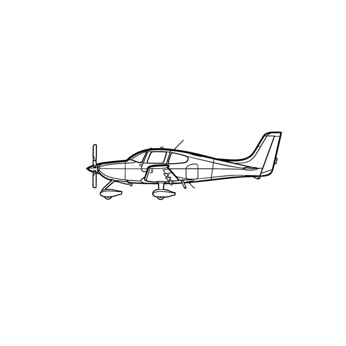 Ignite Laser Cirrus SR22T GTS - Turbocharged High-Performance Aircraft Silhouette Metal Wall Art Coated Black 47 inch - 120 cm