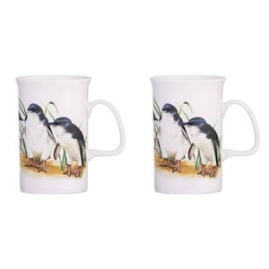 2pk Ashdene Australian Birds Fine Bone China 320ml/11.5cm Penguins Mug