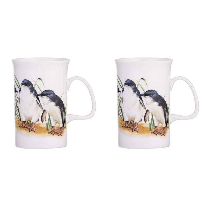 2pk Ashdene Australian Birds Fine Bone China 320ml/11.5cm Penguins Mug