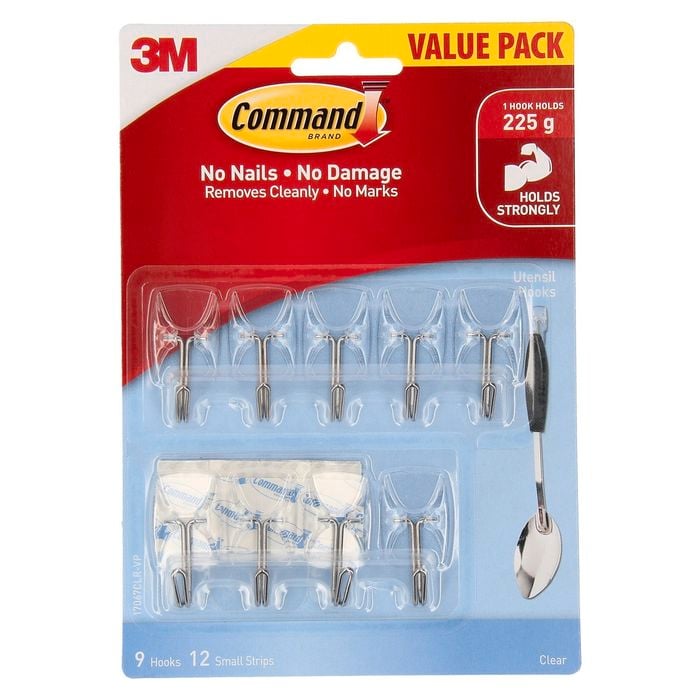 Command™ Small Clear Adhesive Utensil Hooks - 9 Pack