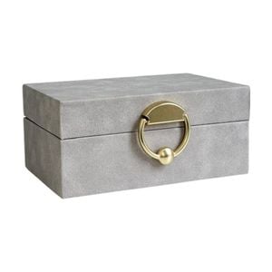 SS Collective Small Grey Suede Decorative Box W/ Gold Latch 18x12x8cm