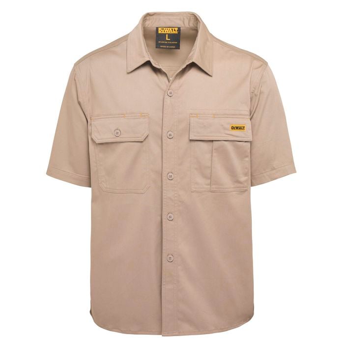 DeWALT Size S Khaki Basalt Short Sleeve Button Up Shirt