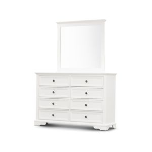 Celosia Dresser Mirror 8 Chest of Drawers Bedroom Timber Storage Cabinet - White