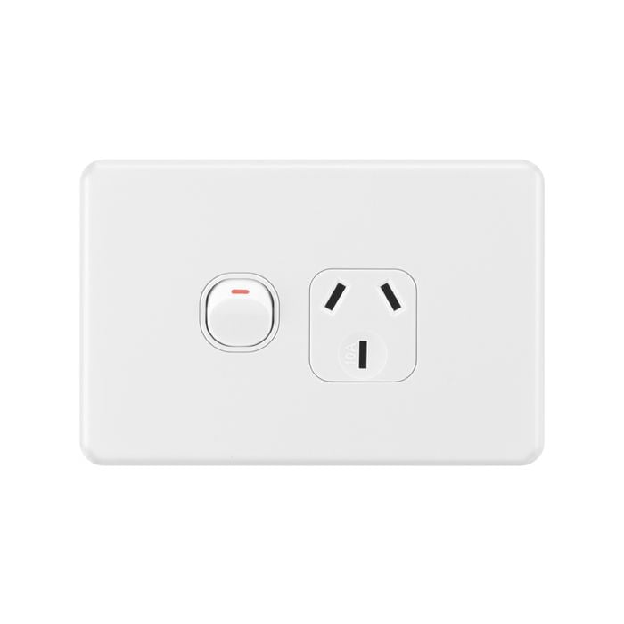DETA White Gloss S-Line Single Power Point - Gloss White