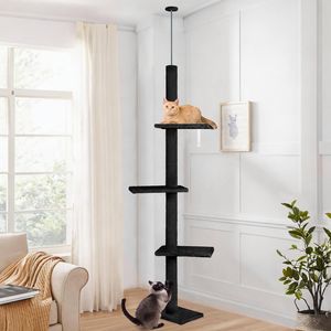 BEASTIE Floor to Ceiling Cat Tree Scratching Post Black 230-286cm