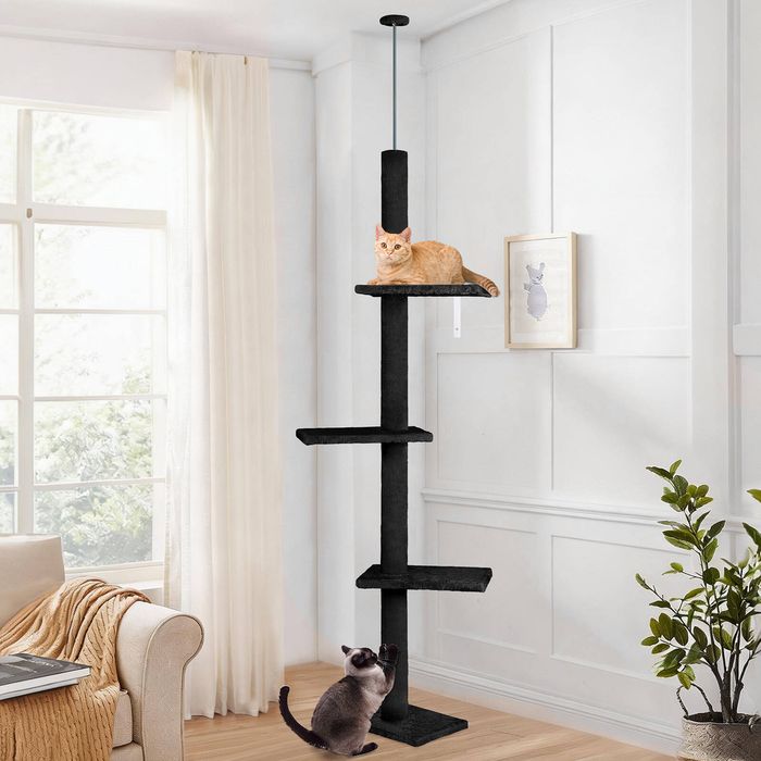 BEASTIE Floor to Ceiling Cat Tree Scratching Post Black 230-286cm