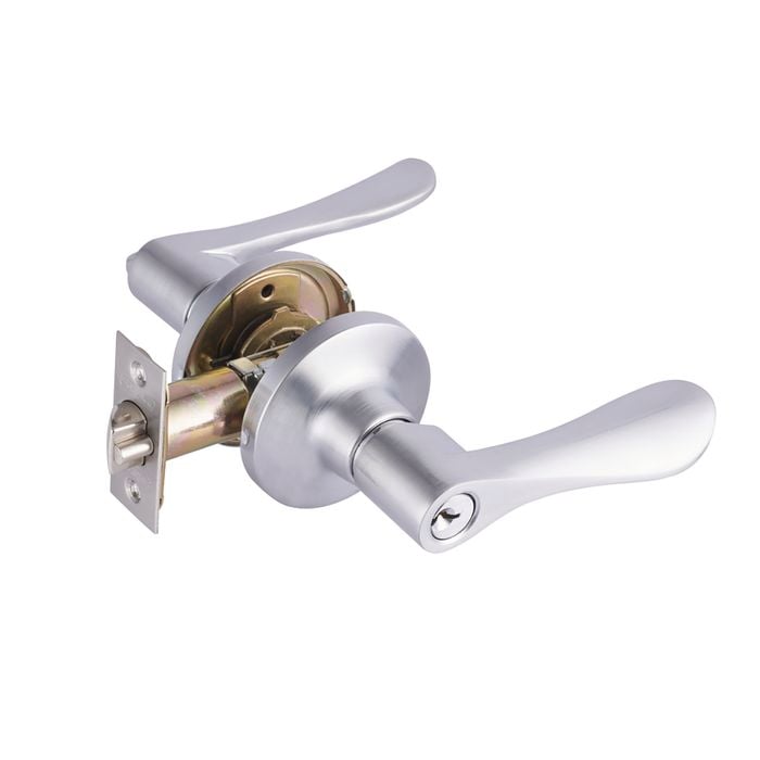 Tasman Satin Chrome Tiva Left Handed Entrance Leverset