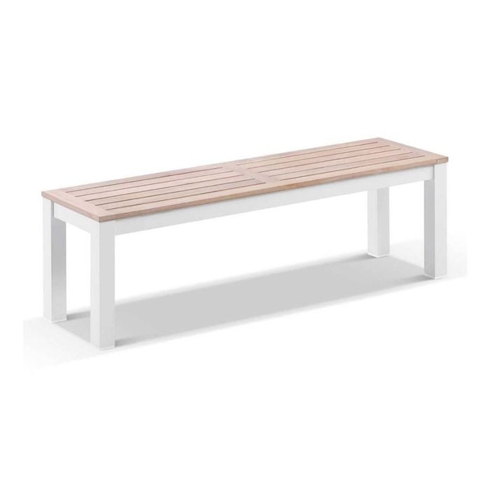 Balmoral 1.5m Outdoor Teak Timber And Aluminium Bench Seat White