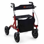 Costway Folding Medical Walker Adjustable Aluminum Rolling Walker Senior Red