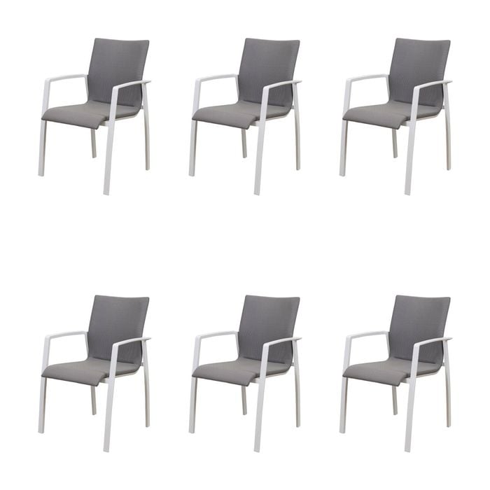 Ataman 6pc Set Aluminium Outdoor Dining Chair White