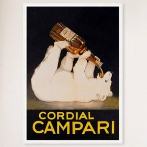 Stunning Campari Polar Bear Vintage Poster by Leonetto Cappiello - Art Deco, White Frame, A3 30 x 42cm (12 x 16inch)