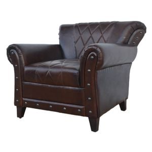 Criss Cross Chocolate Leather Arm Chair
