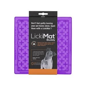 Lickimat Buddy Original Slow Food Anti-Anxiety Licking Mat for Cats & Dogs - Purple