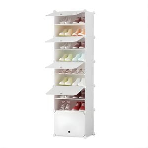 SOGA 8 Tier Single Column Shoe Rack White