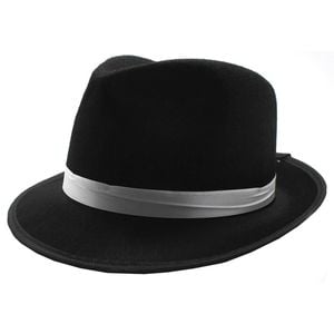 Gangster Party Costume Hat 1920s in Black with White Ribbon