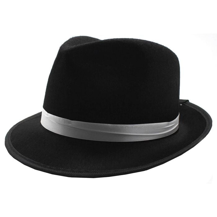 Gangster Party Costume Hat 1920s in Black with White Ribbon
